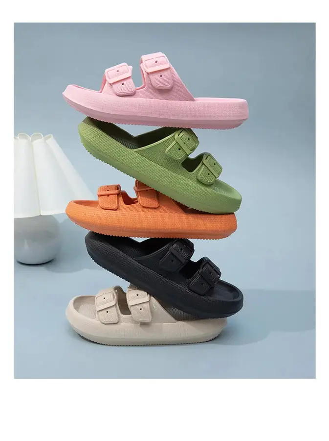 Stack of Bloom sandals in 5 colors