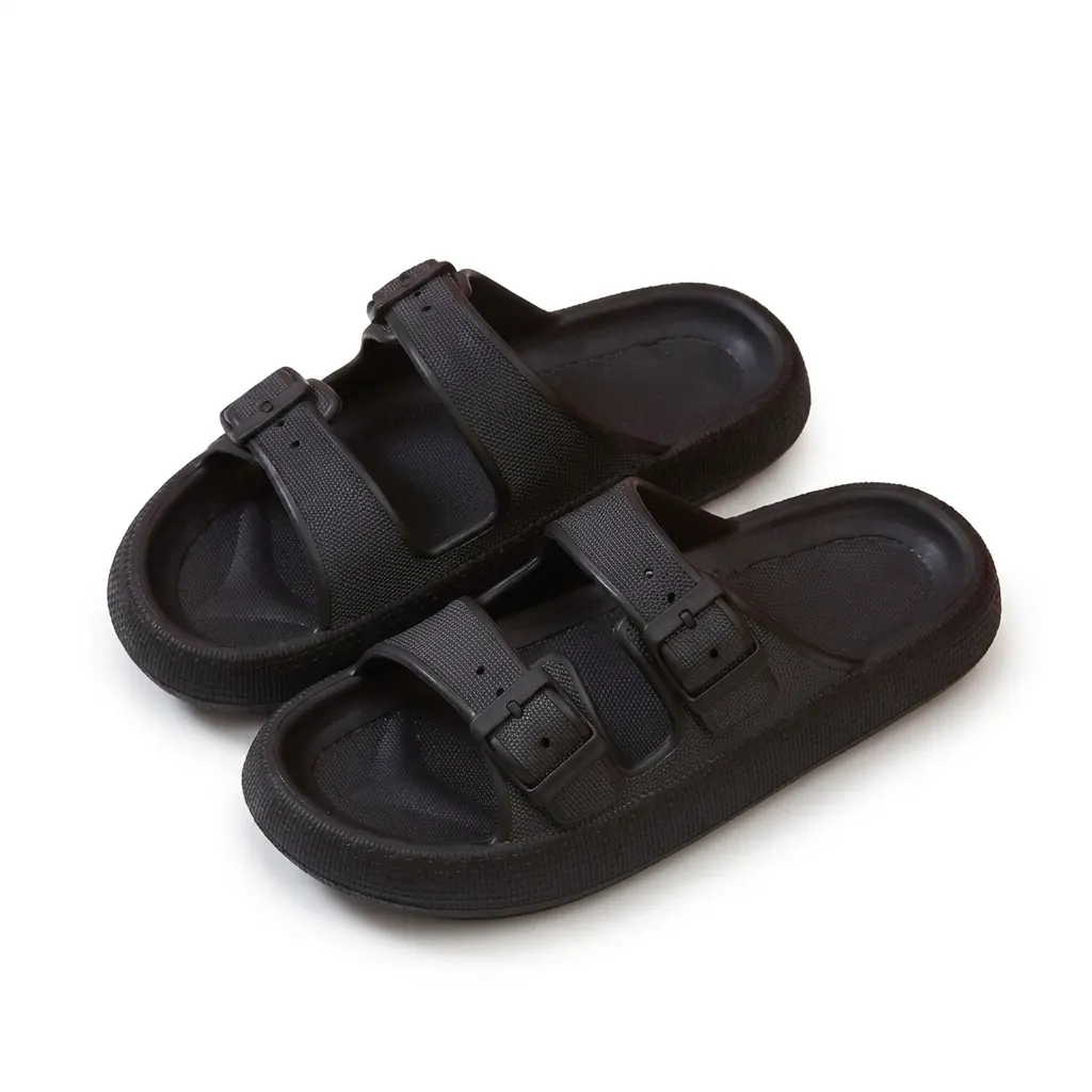 Classic black Bloom sandals on white background